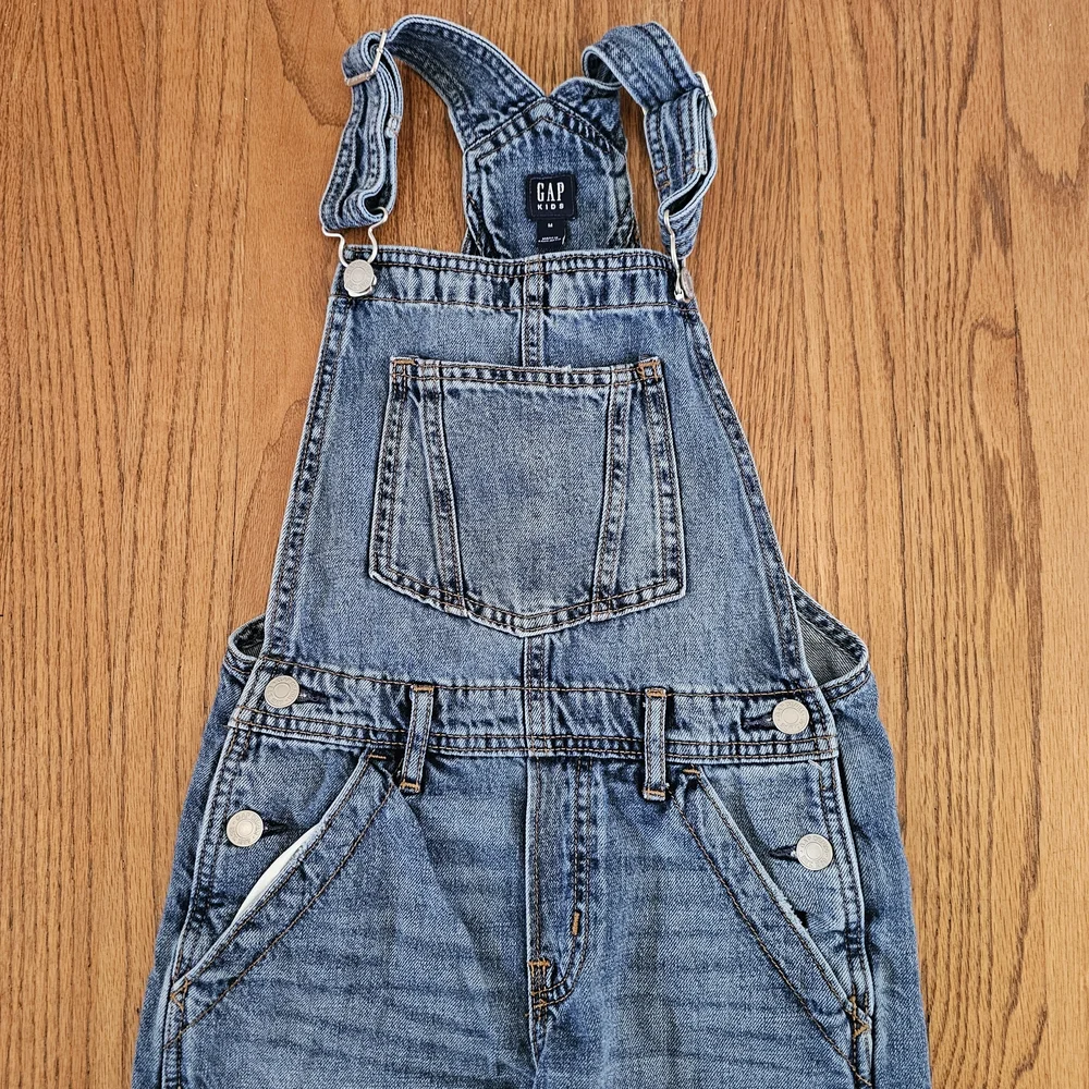 GAP Kids Classic Distressed Denim Overalls Size M